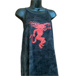 OGIO Tank Top Womens Size XL Black Red Camo Racerback Fireball Dragon Activewear